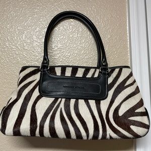 Adrienne Vittadini Zebra Print Satchel with Black Accents